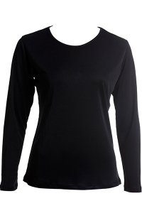 Damen T-Shirt, Shirt, Langarm, RH, 100% Seide, Interlock,  Schwarz, XL, 46/48
